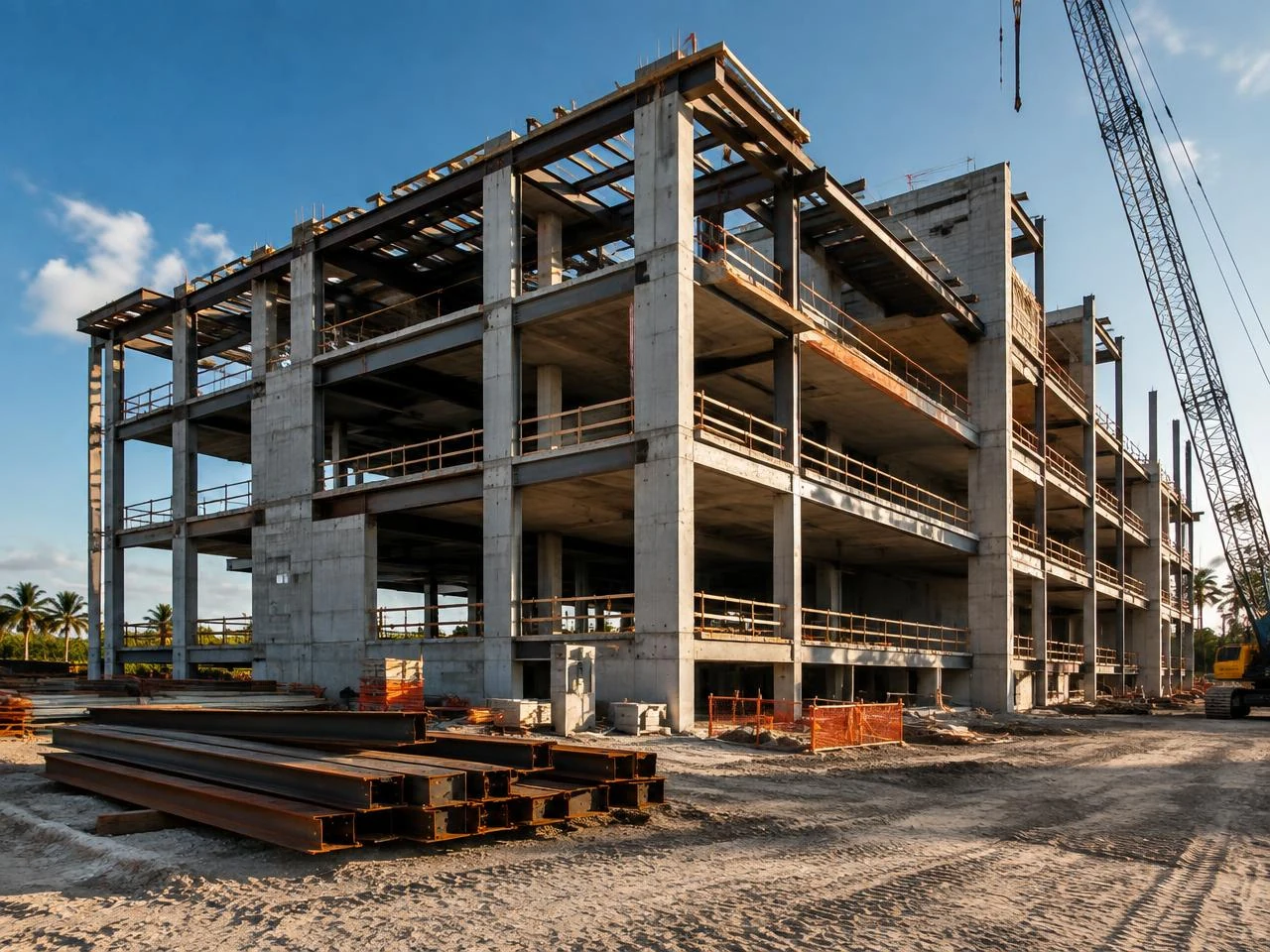 Concrete commercial building under construction.